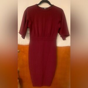 Boohoo bodycon burgendy dress
